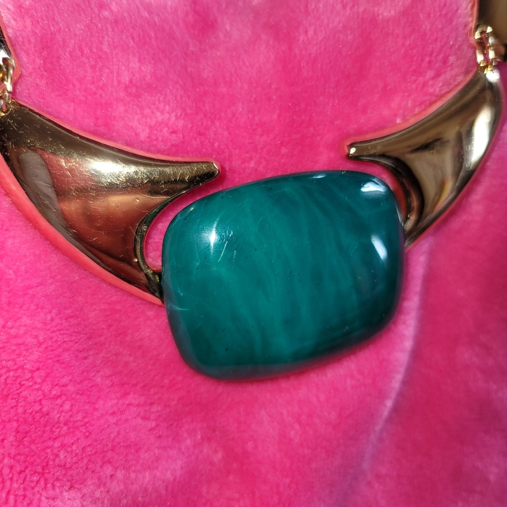 Lanvin paris jade lucite statement necklace
